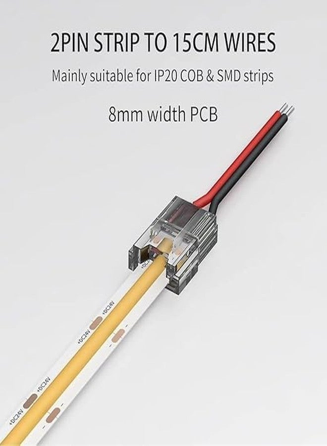 JACKAL 8mm LED Strip Light Connector for 12V/24V LED Strip | 2 Pin No Solder Wire to Strip Clip | LED Connector for Home Decoration, Car Lighting, DIY Use | India Compatible (Pack of 10) - Image 5